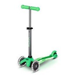 Trotineta Copii Deluxe Glow LED Plus 3 Roti Maxim 50kg Verde