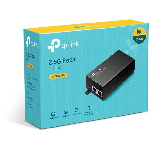 Injector PoE+ POE260S 2x 2.5 Gigabit Compatibil IEEE 802.3af/at 30W Maxim 100M Carcasa Plastic Negru