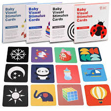 Set 64 Carduri Stimulare Vizuala Bebe Cartonase Bebelusi  0 - 36 luni  Cu Imagini Alb Negru Si Color