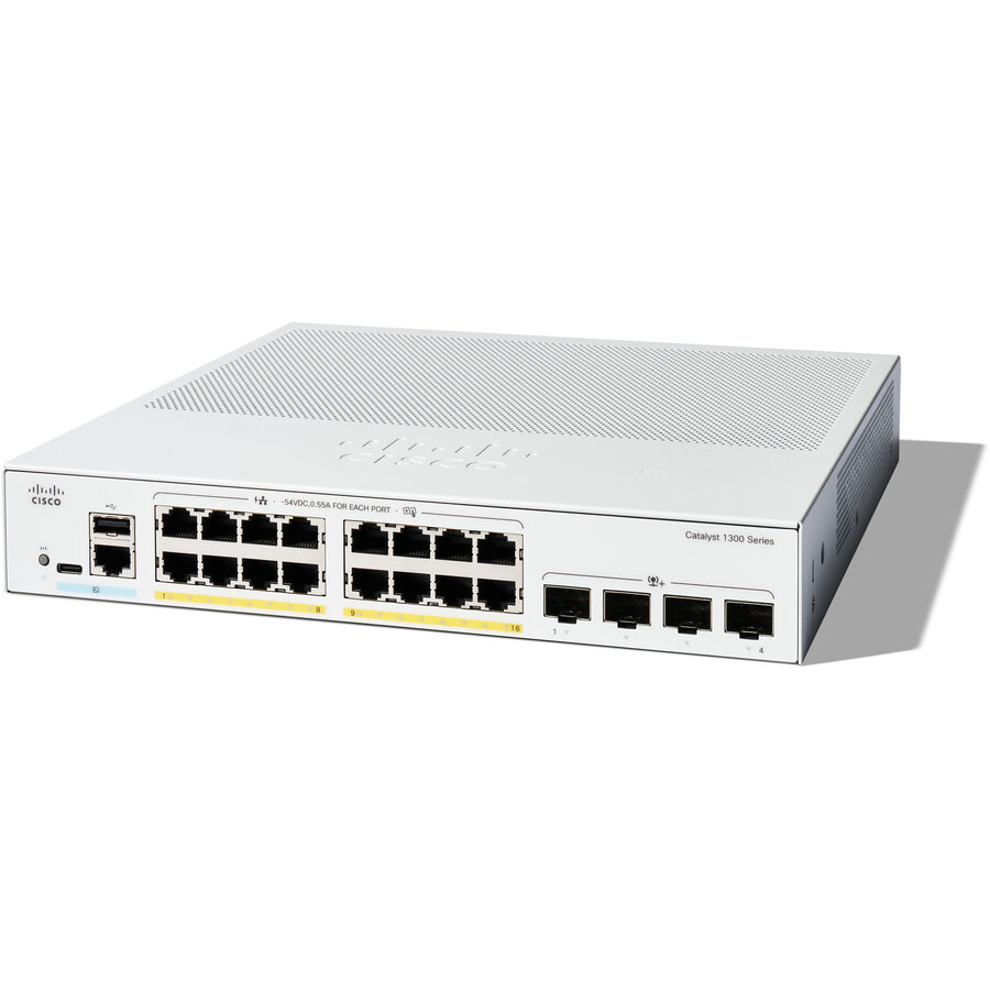 Switch Catalyst 1300 16-PORT GE POE/4X10G SFP+ Alb
