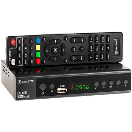 Tuner Digital Cabletech Terestru/ Cablu DVB-T2/C H.265 Negru