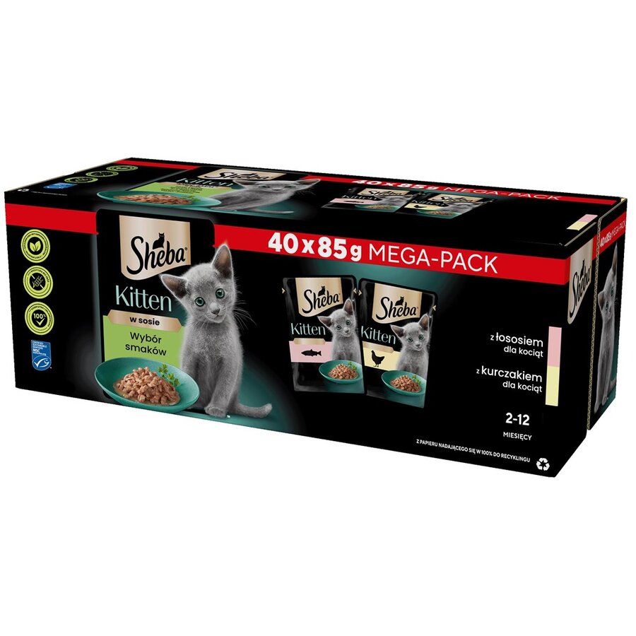Hrana Pentru Pisici Sheba Kitten Selection of Flavors in Sauce 40x85g