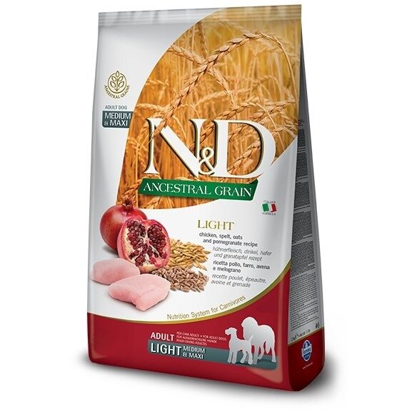 Hrana Pentru Câini Farmina N&d Ancestral Grain Dog Light - Chicken. Spelt.Oats and Pomegranate Adult Medium & Maxi 12kg