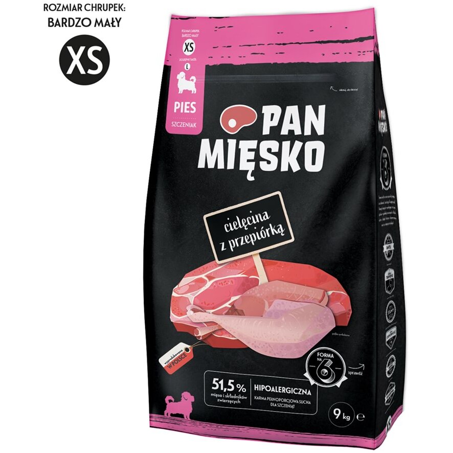 Hrana Pentru Câini PAN MIĘSKO Veal with Quail Xs 9kg
