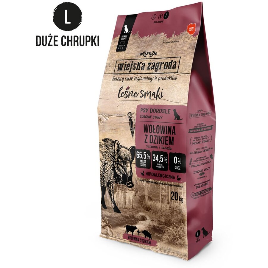 Hrana Pentru Câini wiejska zagroda Beef with Wild Boar L 20kg