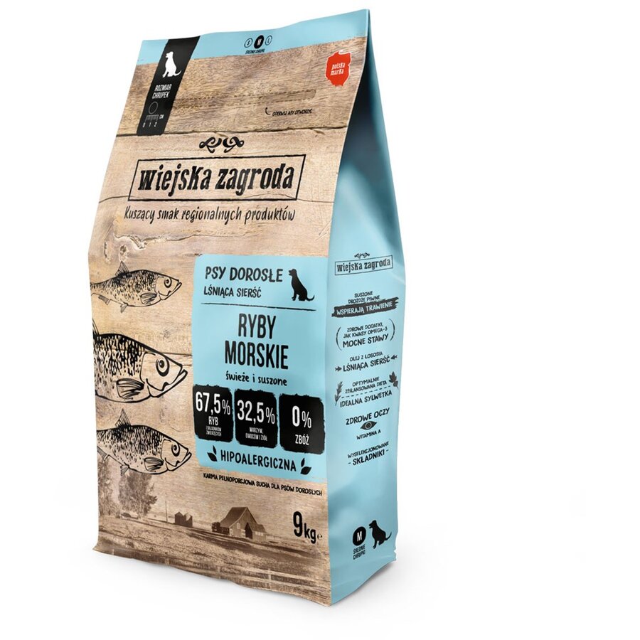 Hrana Pentru Câini wiejska zagroda Sea Fish Crunchy M 9kg