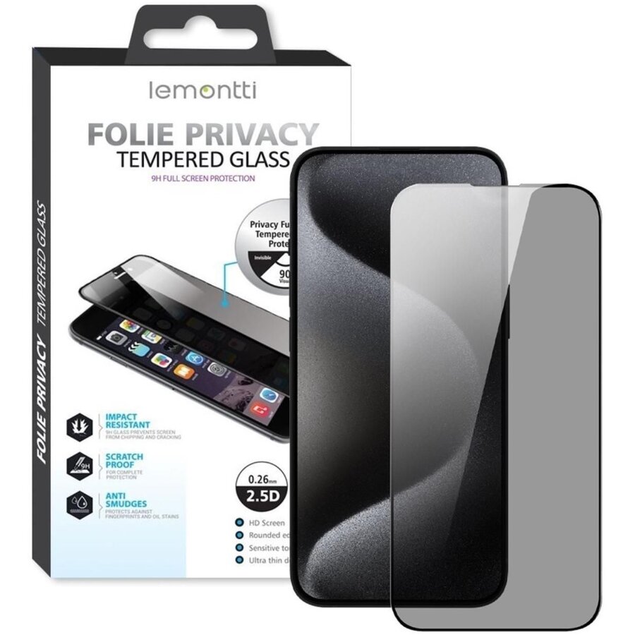 Folie protecție Lemontti Sticlă Privacy Full Fit pentru Samsung Galaxy S25 Plus Negru