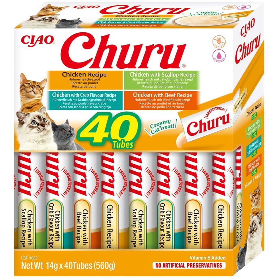 Recompense Pentru Pisici INABA Churu Variety Box Plicuri Cu Pasta De Pui Adult 40x14g