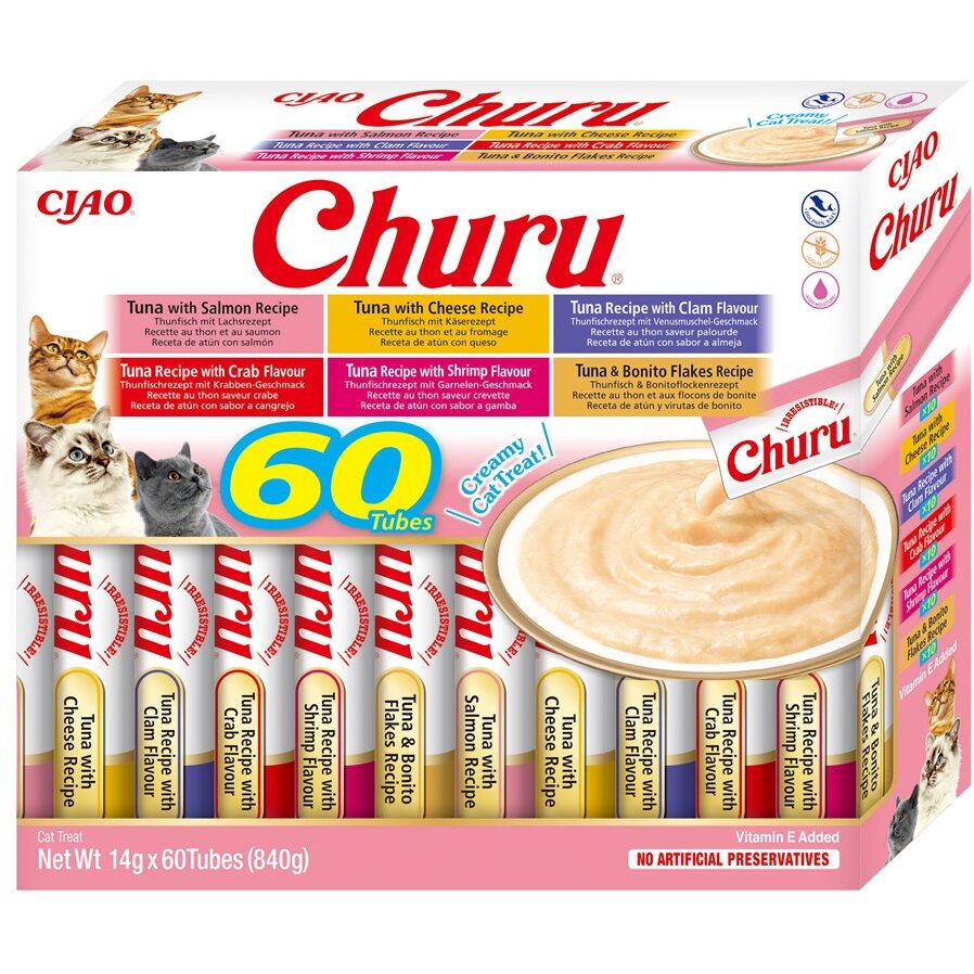 Recompense Pentru Pisici INABA Churu Variety Box Rețete Cu Ton Adult 60x14g
