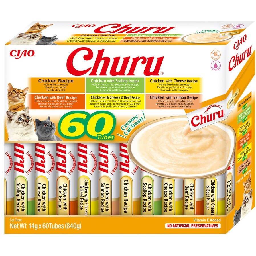 Recompense Pentru Pisici INABA Churu Variety Box Rețete Cu Pui Adult 60x14g