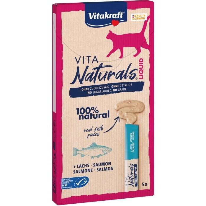Recompense Pentru Pisici Vitakraft Vita Naturals Plicuri Cu Pasta De Somon Adult 5x15g