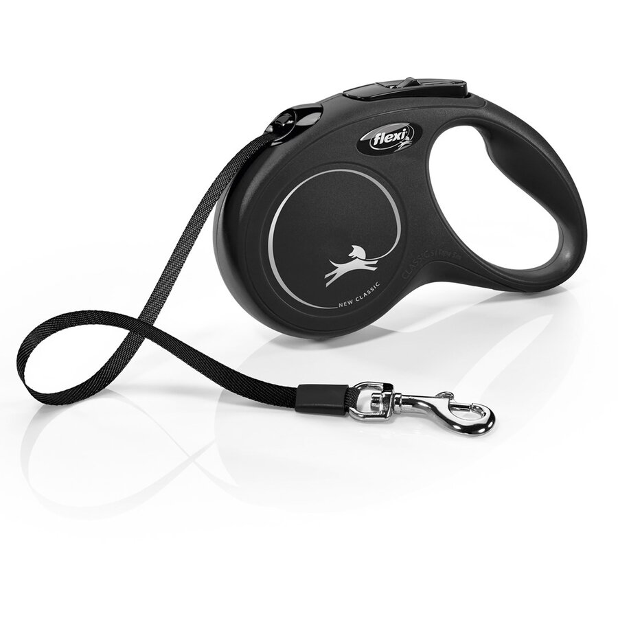 Lesă pentru Câini flexi New Classic Mărime S Banda Retractabilă 5M Negru