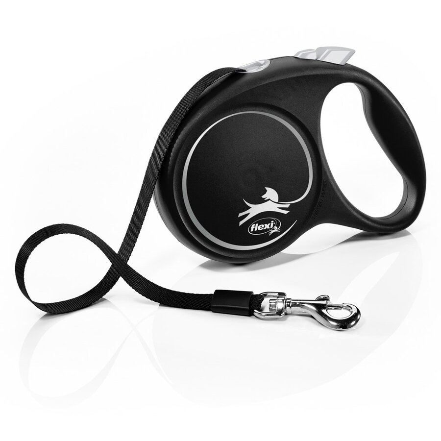 Lesă pentru Câini flexi Black Design Mărime M Banda Retractabilă 5M Negru