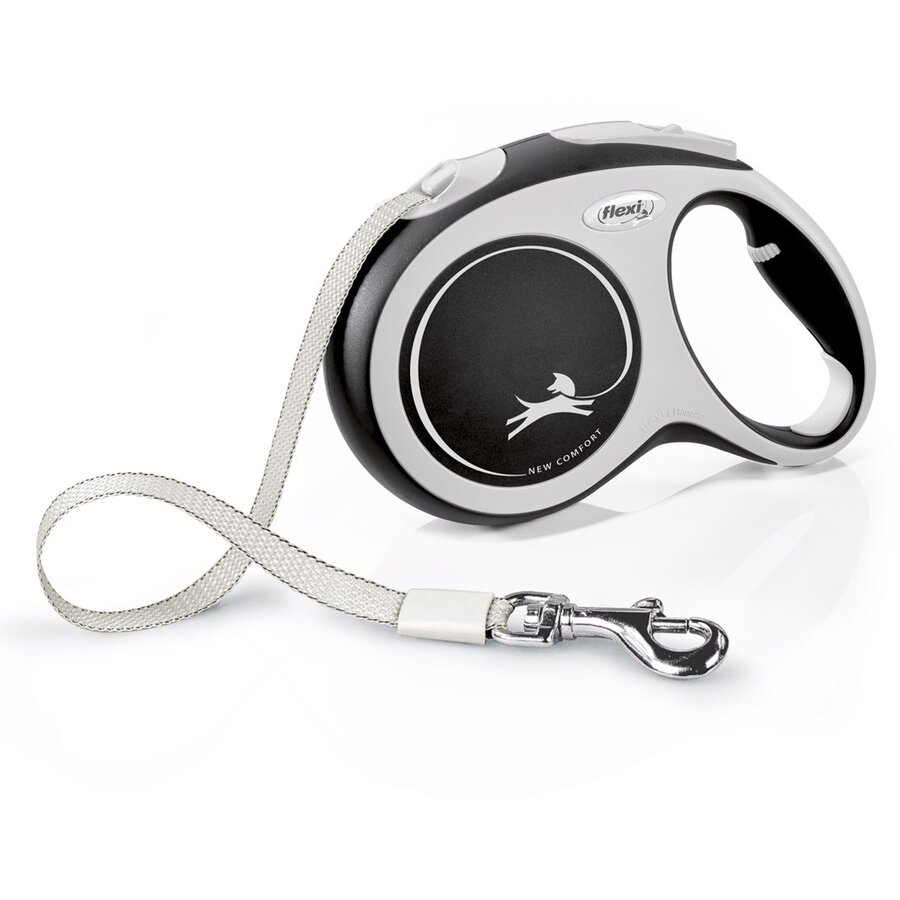 Lesă pentru Câini flexi New Comfort Mărime L Banda Retractabilă 8M Gri/Negru