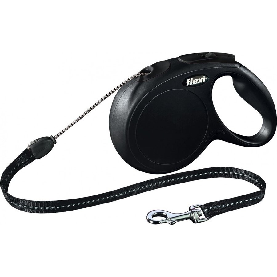 Lesă pentru Câini flexi New Classic Mărime M Șnur Retractabil 8M Negru