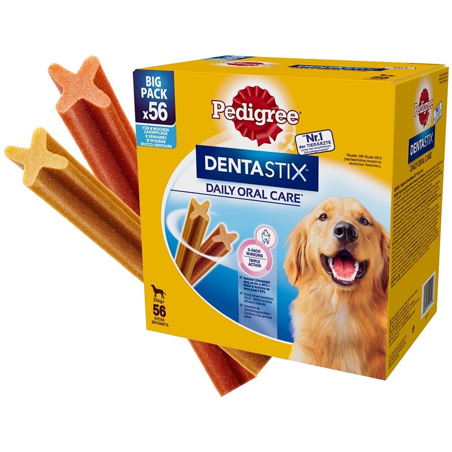 Recompense pentru Câini Pedigree Denta Stix Daily Oral Care Adult Talie Mare cu Vita și Pui 56 Bucăți 2.16KG