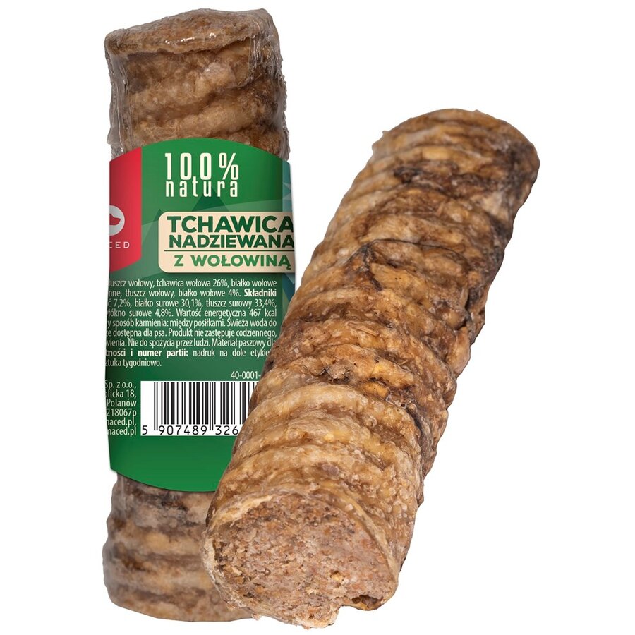 Recompensa pentru Câini MACED Trahee Umplută cu Carne de Vita 120G