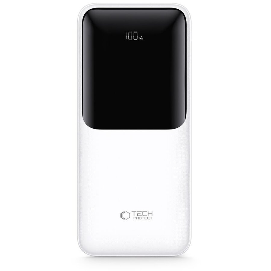 Acumulator extern PB01, 10000 mAh, LED, 22.5W, Cablu USB-C 50cm inclus, Alb