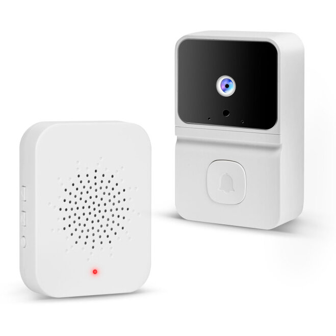 Set Sonerie Video Smart Wi-Fi Baterie HD Microfon Difuzor Alb