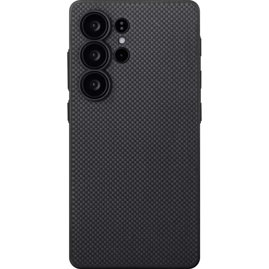 Husa Pitaka PIN Button Aramida Pentru Samsung Galaxy S25 Ultra Negru/Gri
