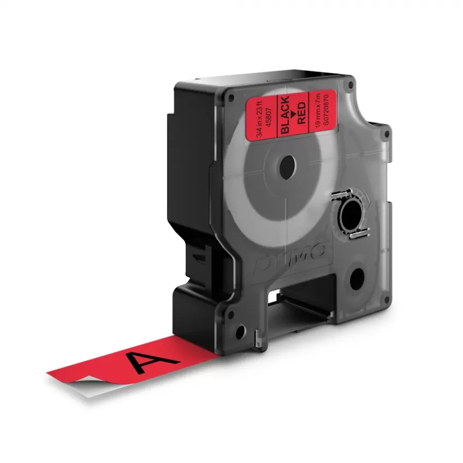 Banda De Etichete Dymo 45807 / S0720870 Standard 19mm x 7m Negru Pe Roșu