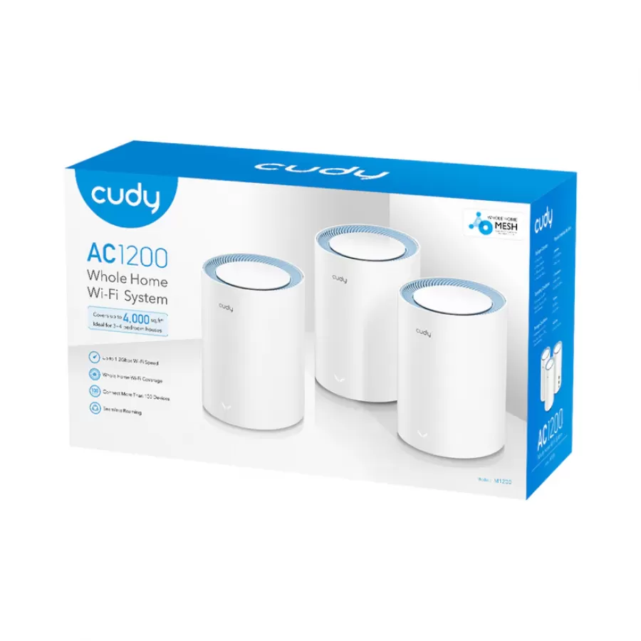 Sistem Mesh Wi-Fi Cudy M1200 Dual Band Wi-Fi 5 2.4 / 5GHz 3 Bucăți Alb