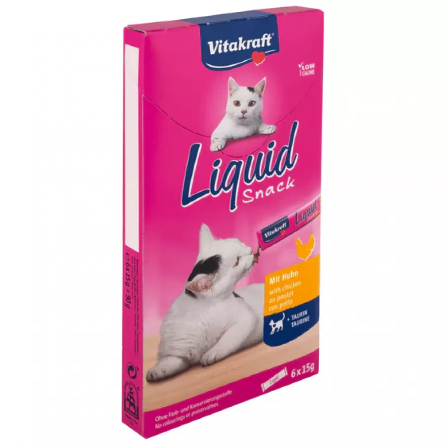 Recompense pentru Pisici Vitakraft Snack Lichid cu Pui și Taurina 6 x 15G