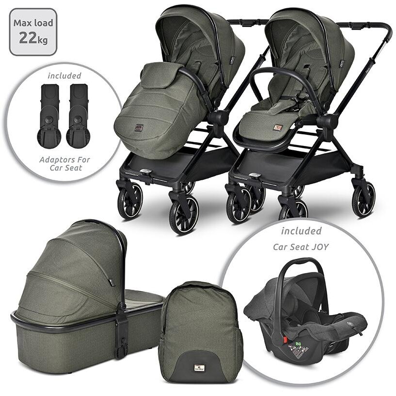 Carucior Set 3 in 1 Reya Maner Reversibil Pana La 22 kg Green