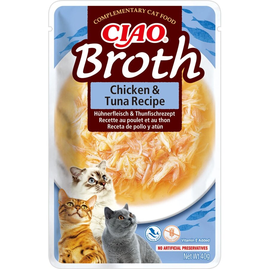 Recompense Pentru Pisici INABA Ciao Broth Rețeta Cu Pui Și Ton Adult 40g