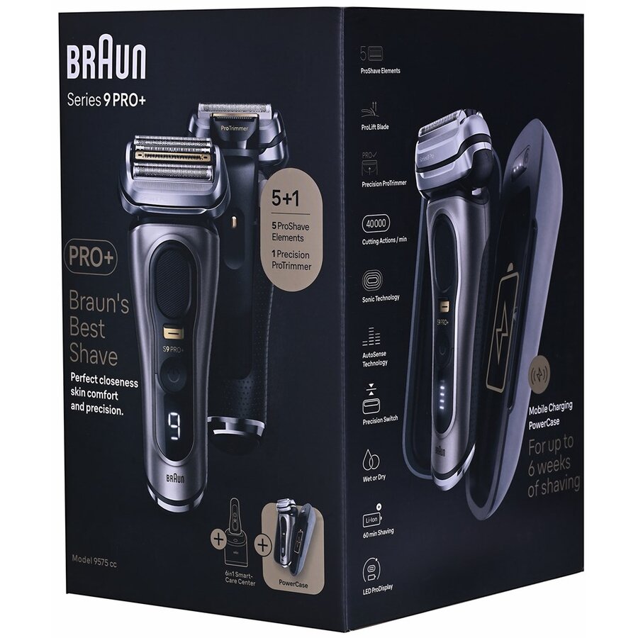 Aparat de Ras Electric Seria 9 Pro+ 9575cc Wet & Dry Negru/Gri Metalic