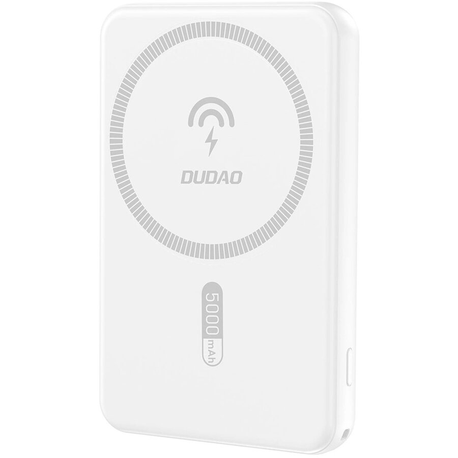 Baterie Externa K14S 5000mAh 1x USB-A 1xUSB-C Compatibila MagSafe Wireless 15W Alb