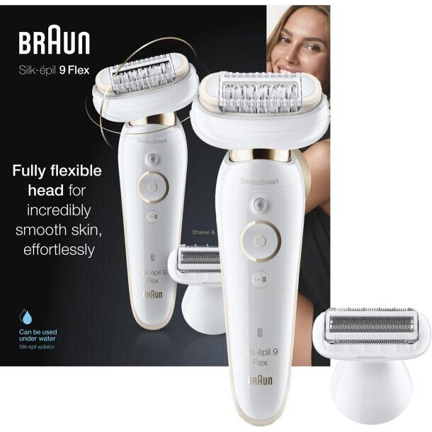 Epilator Silk-epil 9 Flex 9002 (234746) Wet & Dry 40 Pensete Cap de Ras Alb/Auriu