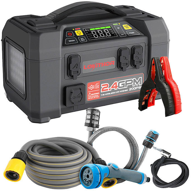 Redresor Auto AW401 Starter 5in1 Clesti Pornire Motor Diesel/ Benzina 20000mAh 2500A Functie Powerbank Compresor  Aparat de Spalat Lanterna Negru