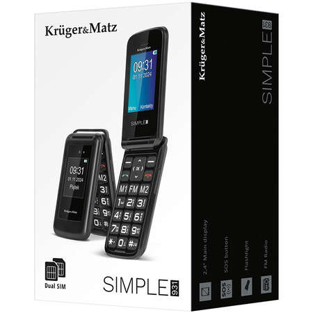 Telefon Kruger&Matz Seniori GSM Buton SOS 931 128MB Negru