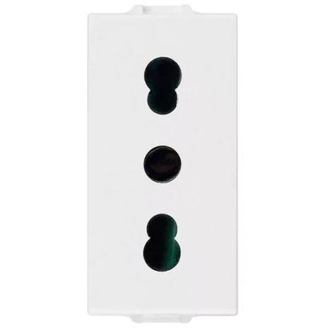 Priza 2P+N Doua Poli + Nul 1 Modul Alb