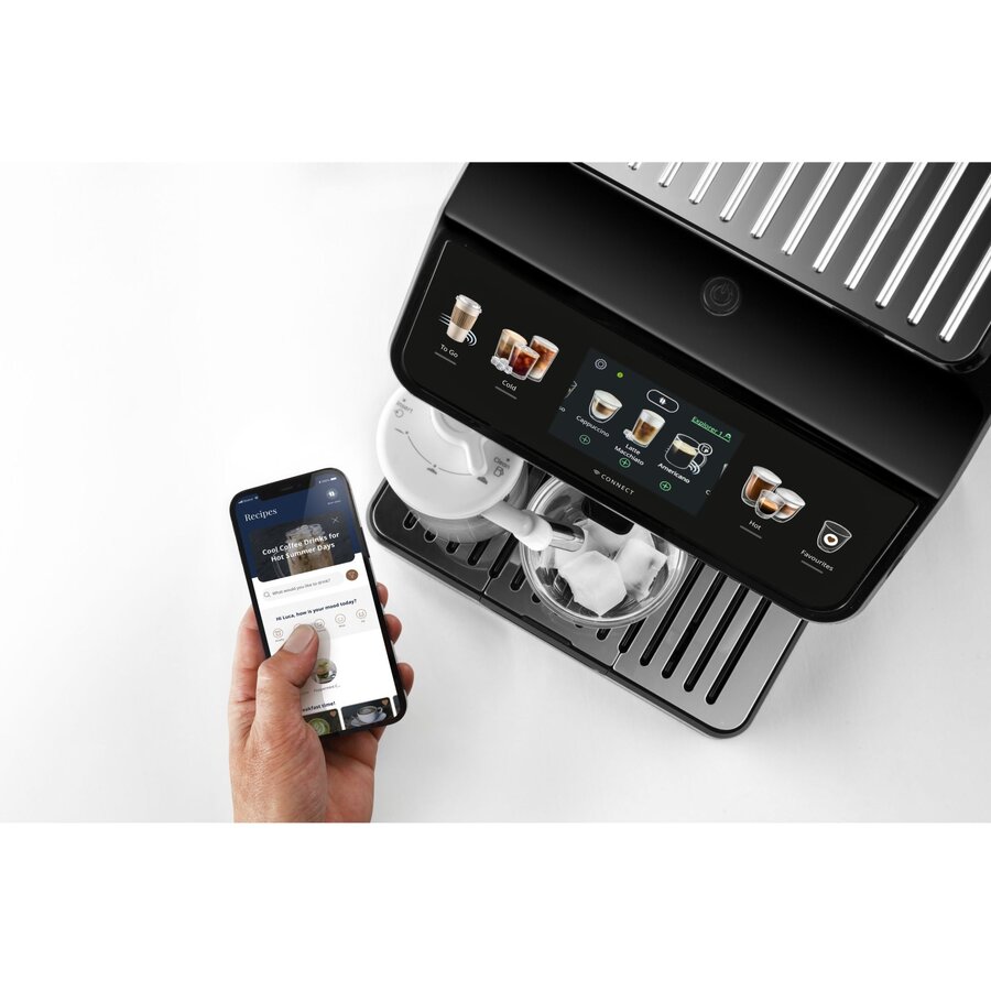 Espressor Automat Delonghi Eletta Explore ECAM450.86.T 1.8L 2 Carafe cu Tehnologie LatteCrema Râșniță cu Tehnologie Bean Adapt Coffee Link App Cană 473ML 19Bar 1450W Gri Titan — imaginea 5