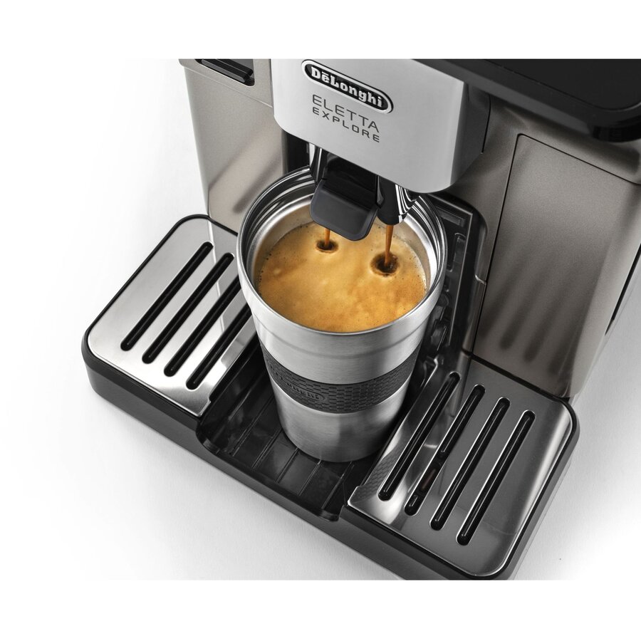 Espressor Automat Delonghi Eletta Explore ECAM450.86.T 1.8L 2 Carafe cu Tehnologie LatteCrema Râșniță cu Tehnologie Bean Adapt Coffee Link App Cană 473ML 19Bar 1450W Gri Titan — imaginea 6