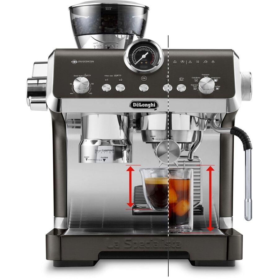 Espressor Manual Delonghi La Specialista Opera EC9555.BK 2L 19Bar Extracție la Rece Râșniță Reglabilă 1550W Negru — imaginea 4