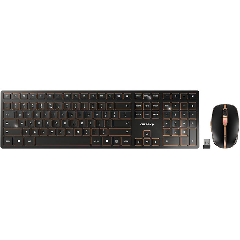 Kit Tastatura si Mouse DW 9100 Slim Wireless + Bluetooth Layout English US 110 Taste Negru