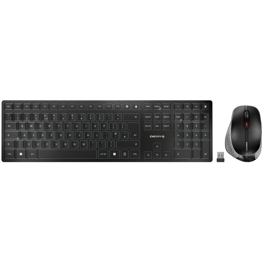 Kit Tastatura si Mouse DW 9500 Slim Wireless Bluetooth Layout English UK  111 Taste Optic 3000dpi Negru