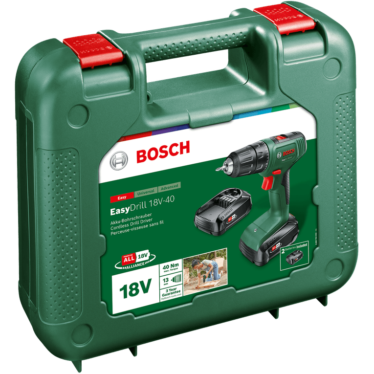 Mașina de Gaurit și Insurubat Bosch EasyDrill 18V-40 (06039D8005) cu 2 Acumulatori și Incarcator 2 Trepte de Putere Verde — imaginea 4
