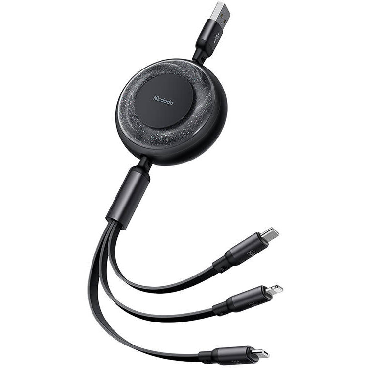 Cablu de date CA-3730 3 in 1, USB la USB-C/Lightning/Micro-USB, 6A, 1.2m, Negru