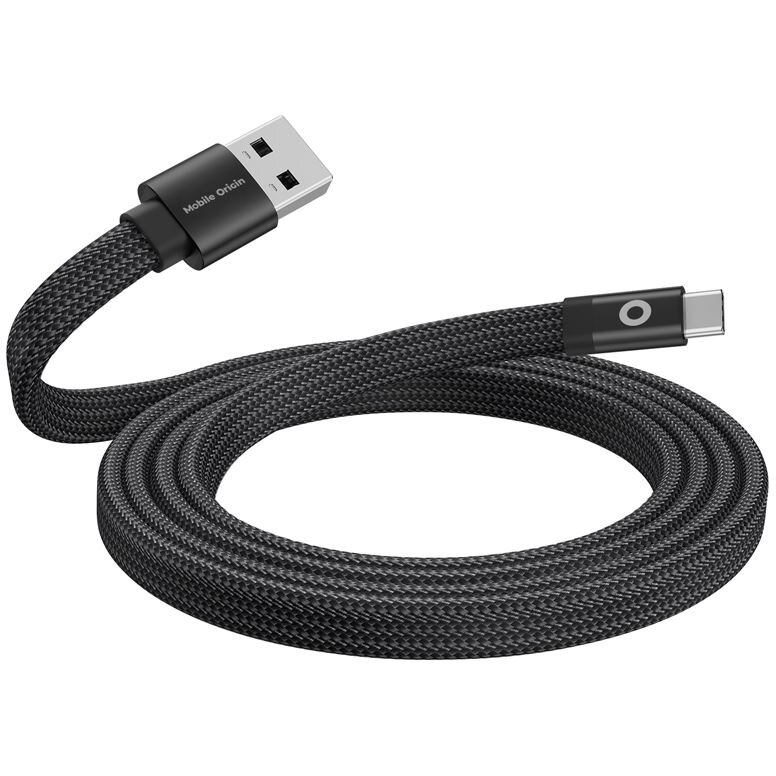 Cablu de date Magnetic Flat Patented, USB/USB-C, 27W, 1m, Negru