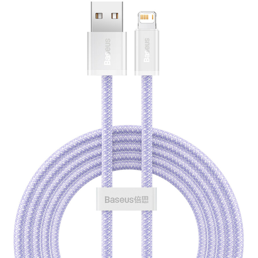 Cablu pentru incarcare si transfer de date Baseus Dynamic, USB/Lightning, 2.4A, 2m, Mov - imagine 2