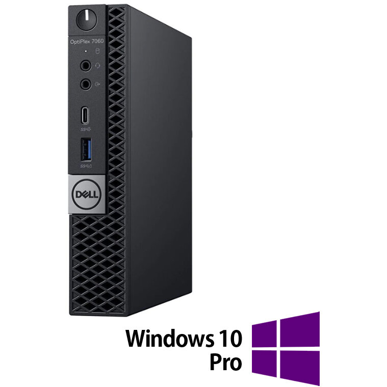 Mini PC Refurbished OptiPlex 7060 Intel Core i5-8500T 8GB 128GB SSD Windows 10 Pro Black
