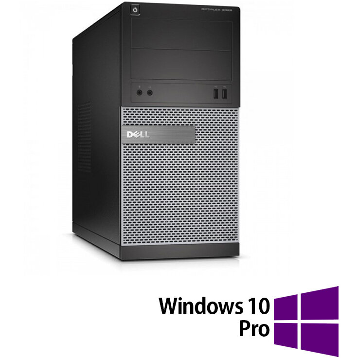 Sistem desktop Refurbished OptiPlex 3020 Intel Core i3-4130 4GB 500GB HDD Windows 10 Pro Black