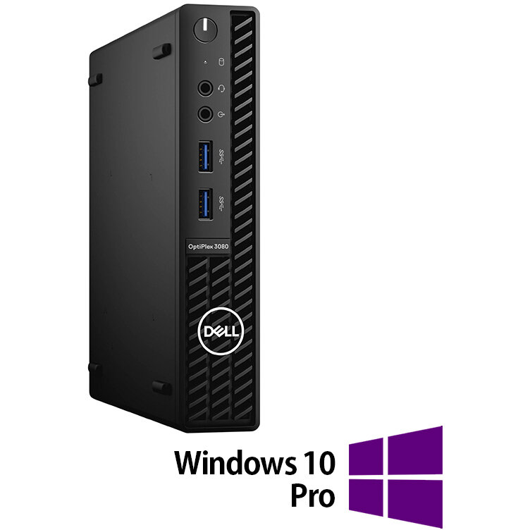 Mini PC Refurbished OptiPlex 3080 Intel Core i5-10500 16GB 256GB SSD Windows 10 Pro Black