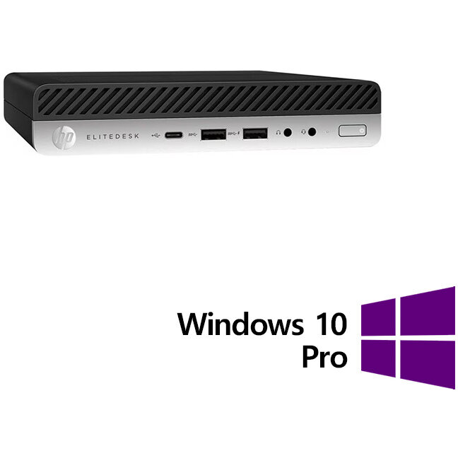 Mini PC Refurbished EliteDesk 800 G3 Intel Core i5-6500T 8GB 256GB SSD Windows 10 Pro Black