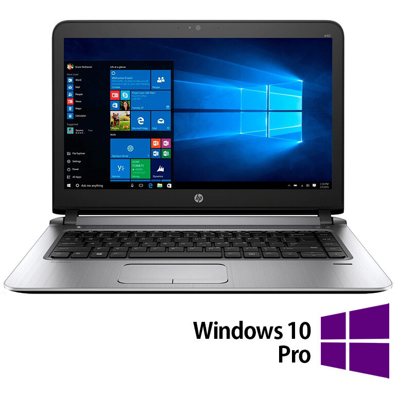Laptop Refurbished ProBook 440 G3 FHD 14 inch Intel Core i3-6100U 8GB 256GB SSD Windows 10 Pro Grey
