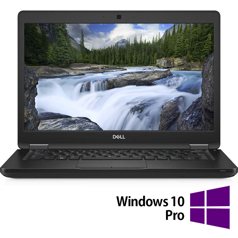 Laptop Refurbished Latitude 5490 HD 14 inch Intel Core i5-8350U 8GB 256GB SSD Windows 10 Pro Black